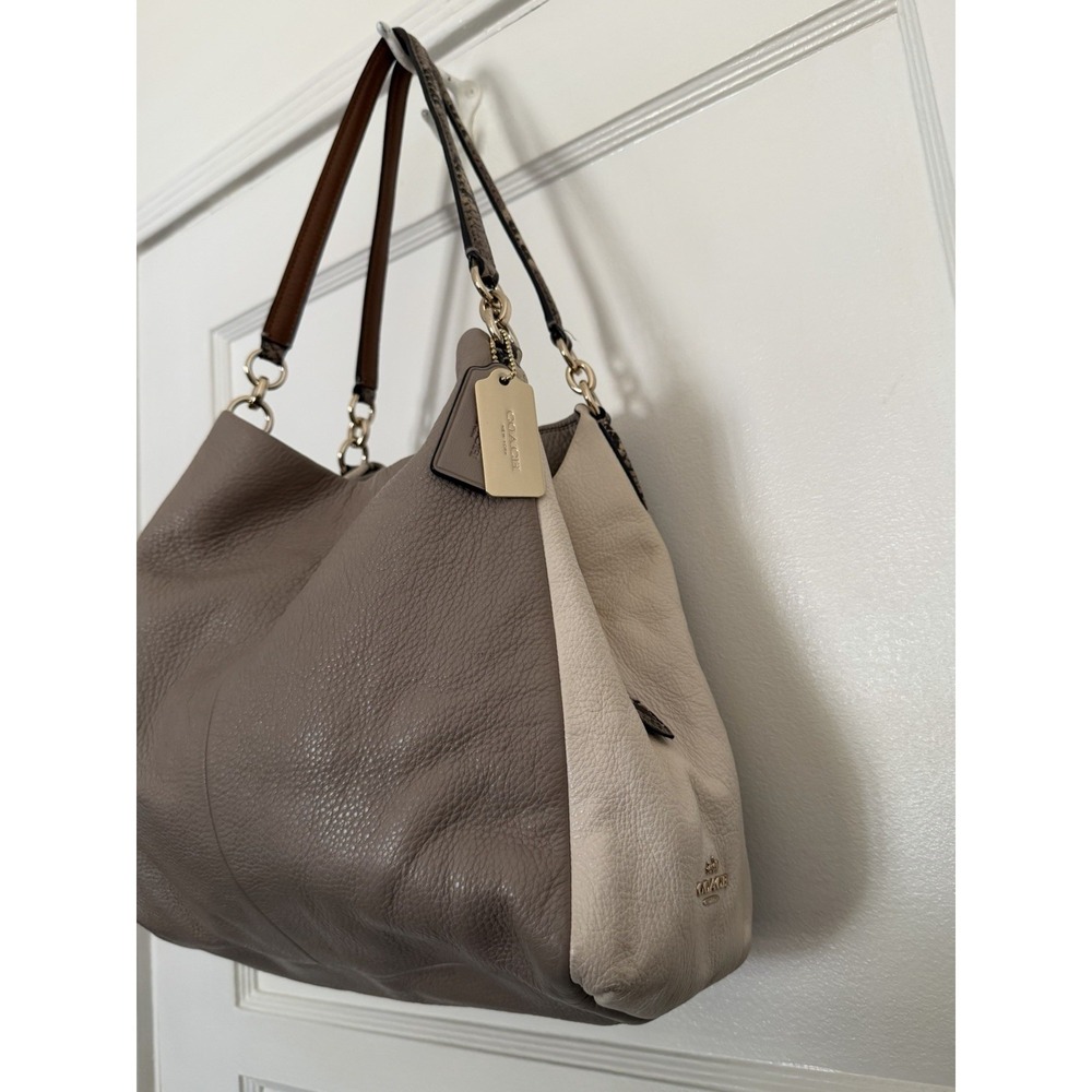 Coach Bag Madison Leather Phoebe Shoulder Bag Y2K Vintage Grey Pebble Snake Hobo - Picture 3 of 13